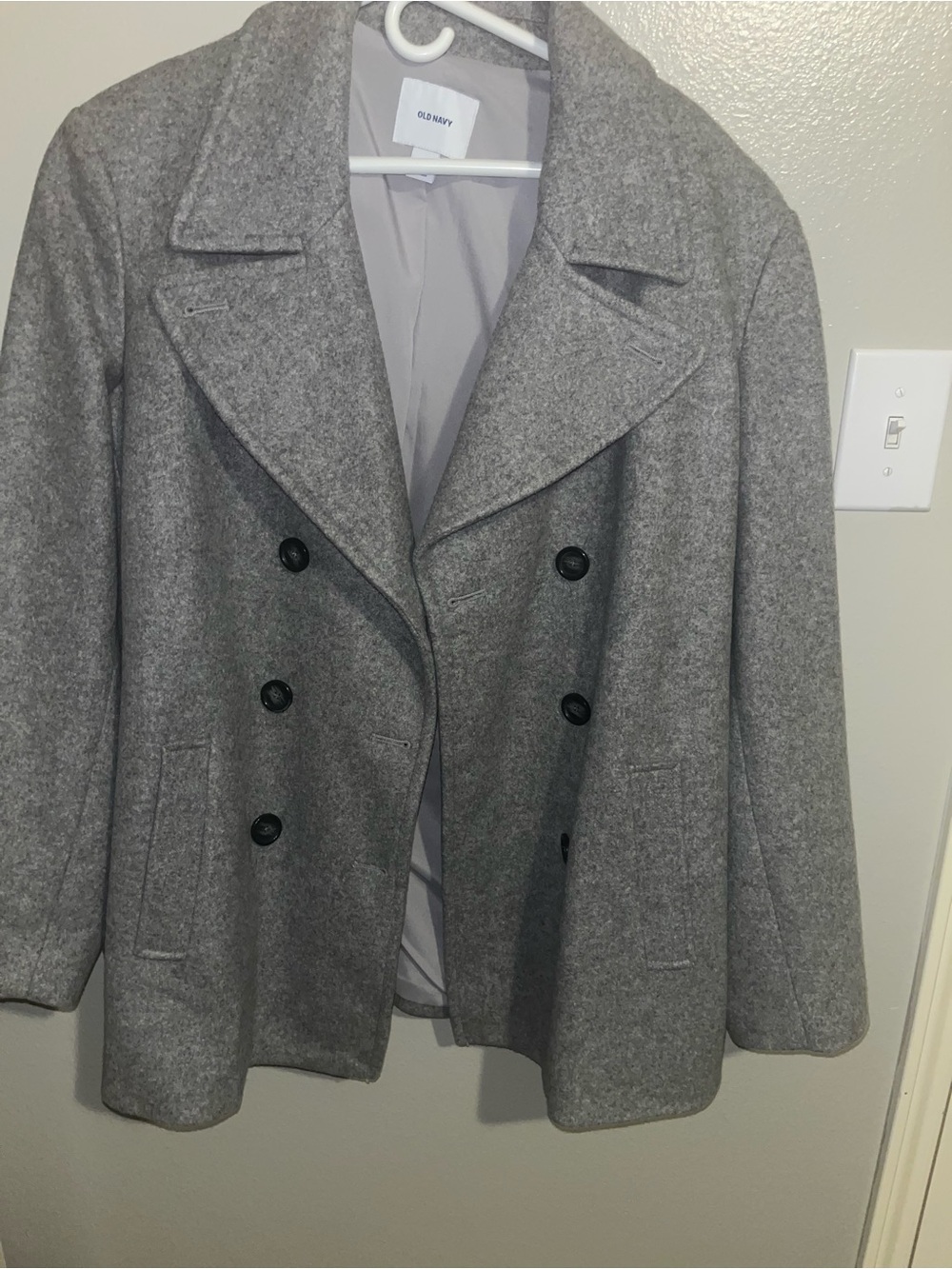Old Navy Light Gray Double-Breasted Peacoat